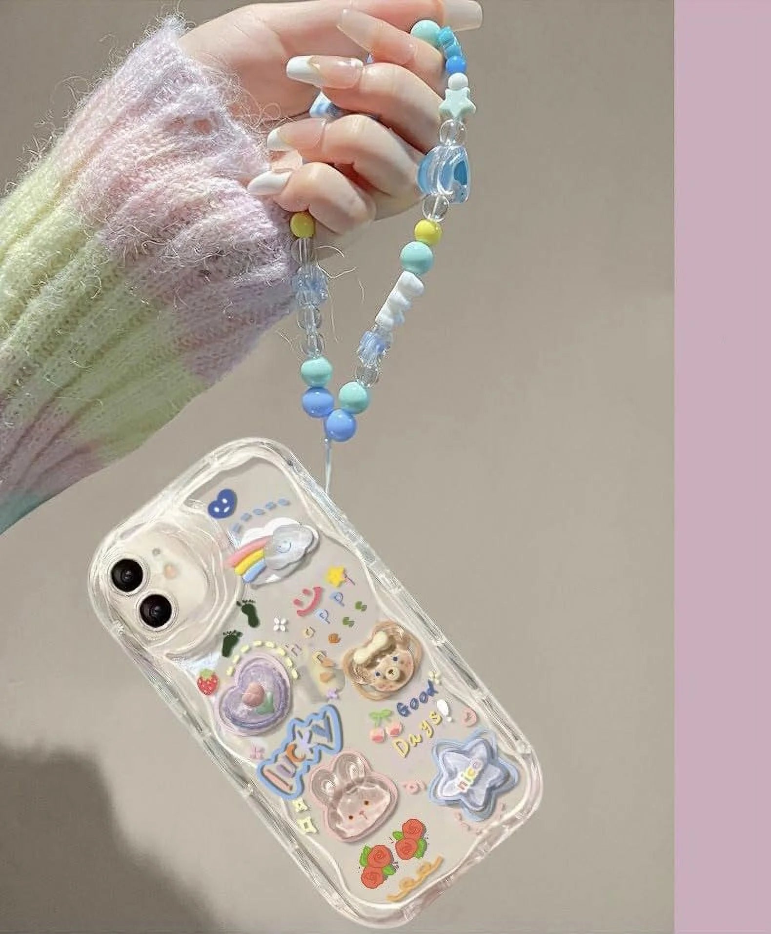 Cute Phone Case for Iphone 11 Teens Case with Cute Clear 3D Bear Floral Aesthetic Phone Case with Lovely Bear Heart Charm Phone Case Girly Woman