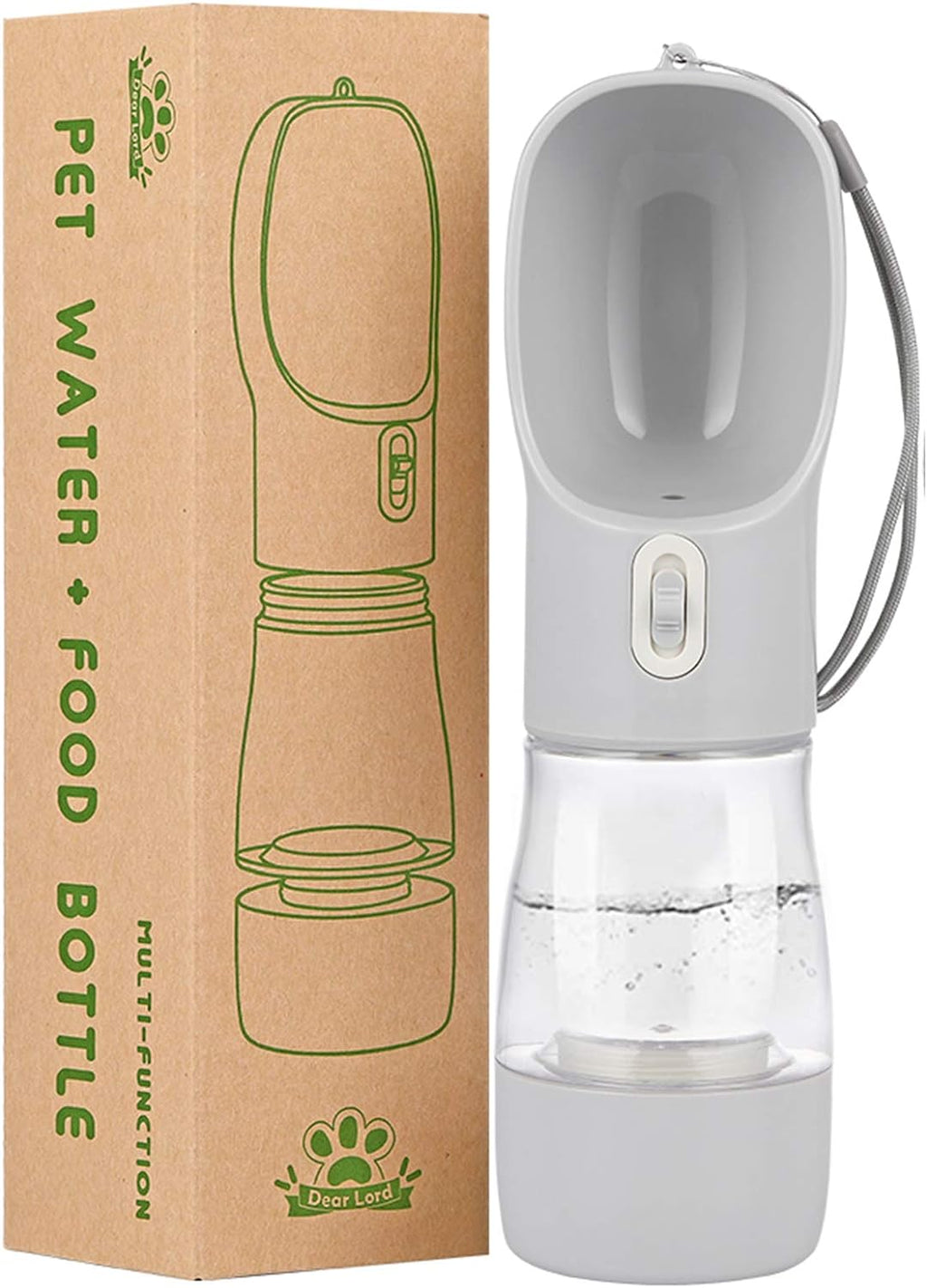 Dog Water Bottles for Walking, Travel Pet Water Bottle with Pouch for Dogs, Portable Dog Water Bottles Dispenser for Hiking Outdoor Activities (Grey)