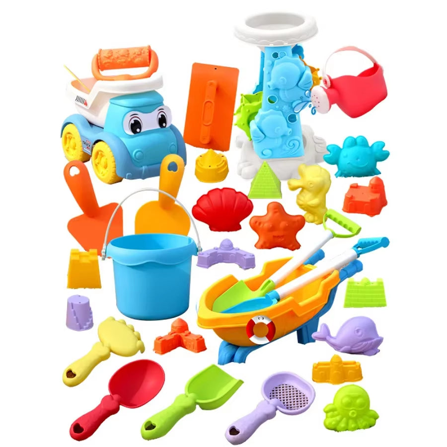 Children'S Beach Toy Set, ATV, Sand Digging and Water Toy, Beach Bucket, Hourglass, Shovel, Beach Sand Play Tool Random Colors