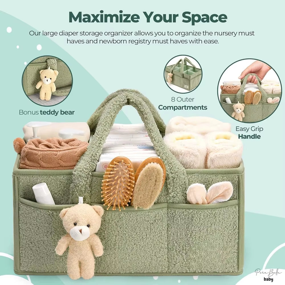 Baby Stroller Accessories Organizer Mommy Tote Bag Foldable Storage Baby Diaper Hanging Bags Thicken Portable Caddies Babydiaper