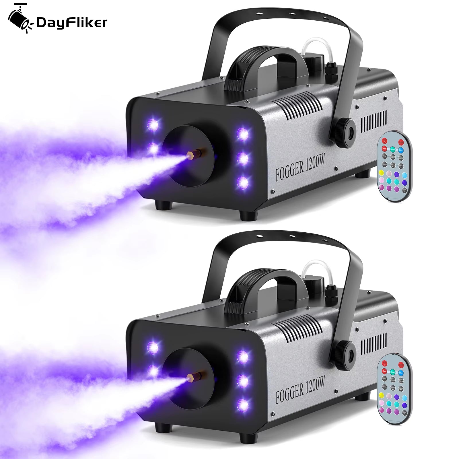 2Pcs 1200W Fog Machine with RGB 6Leds Lighting for Play Theater Professional Stage Home Entertainment Halloween Party