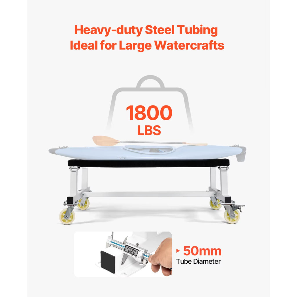 1800 Lbs Jet Ski Stand PWC Cart Watercraft Dolly with 4 Casters & Fixed Bunk for Moving Kayaks Hovercrafts Speedboats