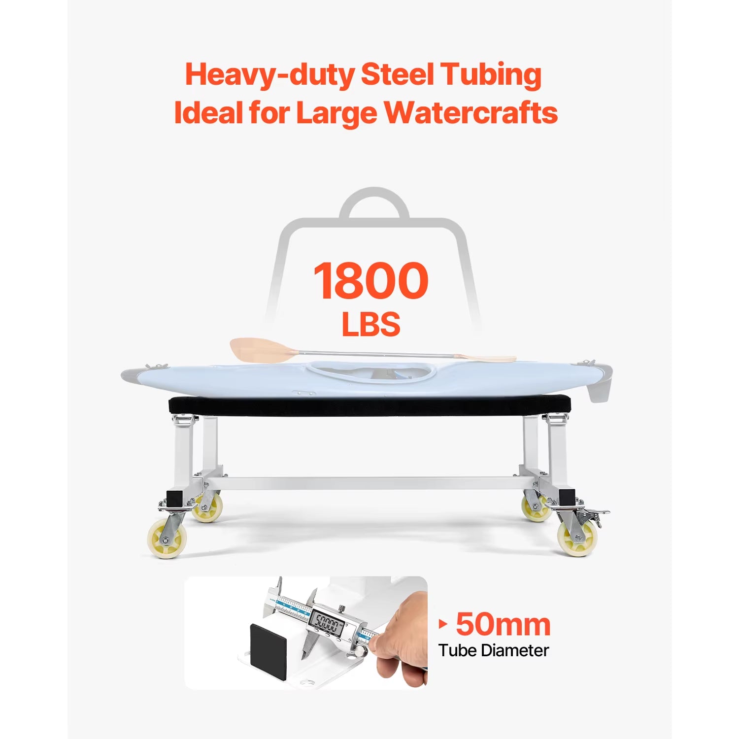 1800 Lbs Jet Ski Stand PWC Cart Watercraft Dolly with 4 Casters & Fixed Bunk for Moving Kayaks Hovercrafts Speedboats