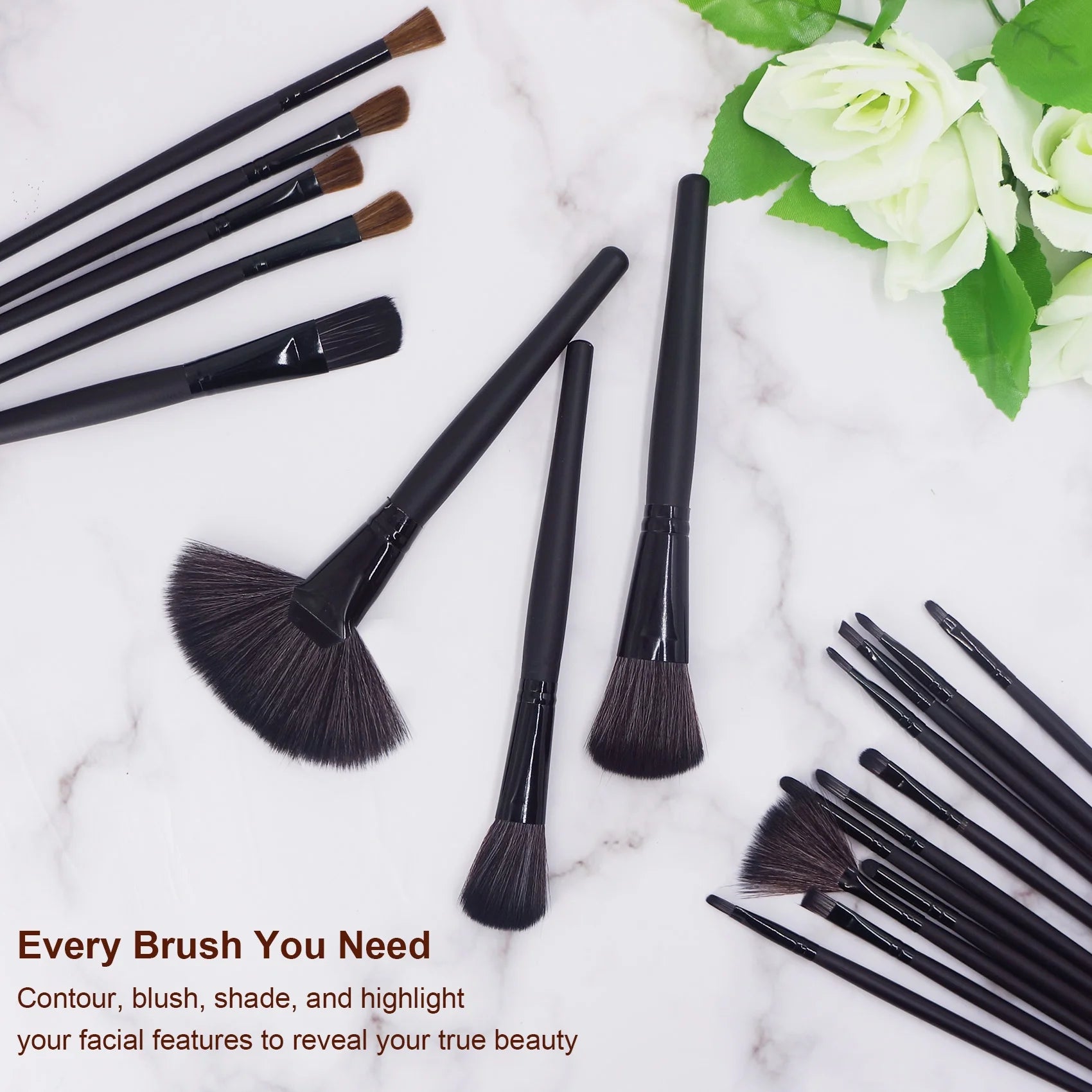 24 Pcs Professional Makeup Brush Set for Foundation, Blending, Powder, Blush, Concealer, and Eye Shadow, Christmas Gift Choice for Her
