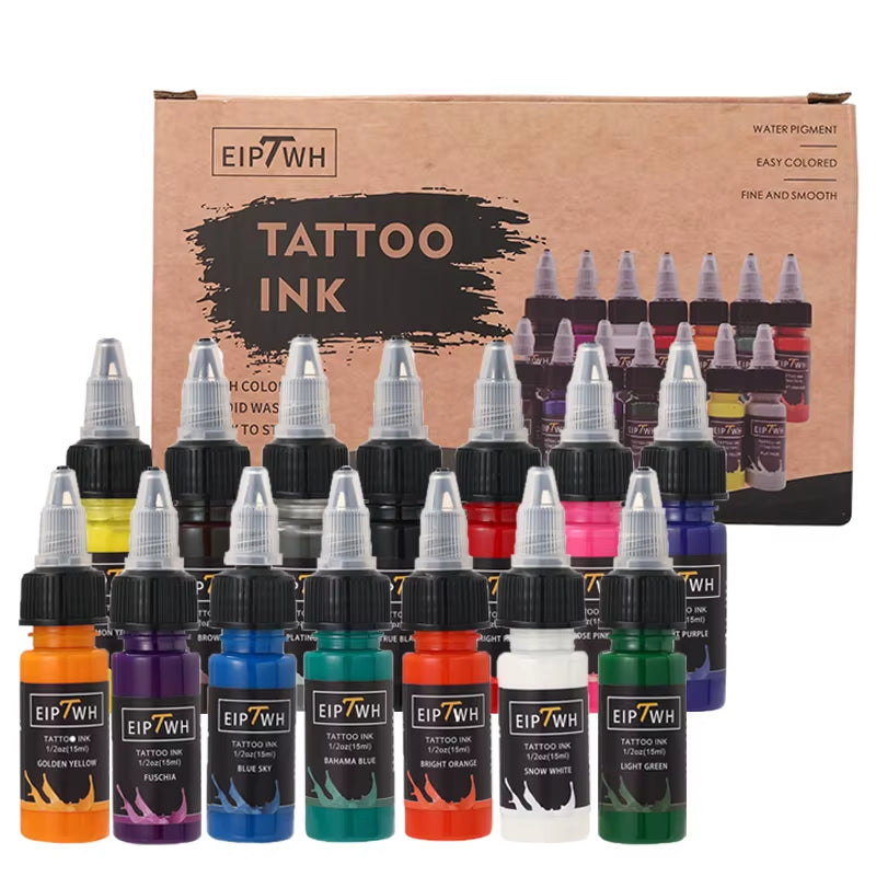 14-Color Tattoo Ink Set, Tattoo Pigment Set, Tattoo Supplies Professional Supply for Body Art Long Lastingts