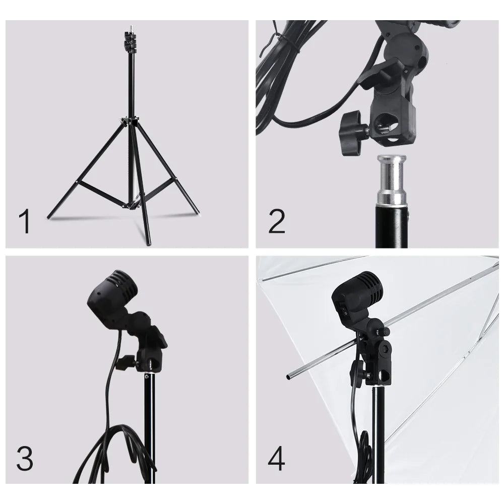 Photography Lighting Kit Umbrella Photo Background Photobooth Backdrops Softbox Light Stand Portable Soft BoxFor Photo Studio