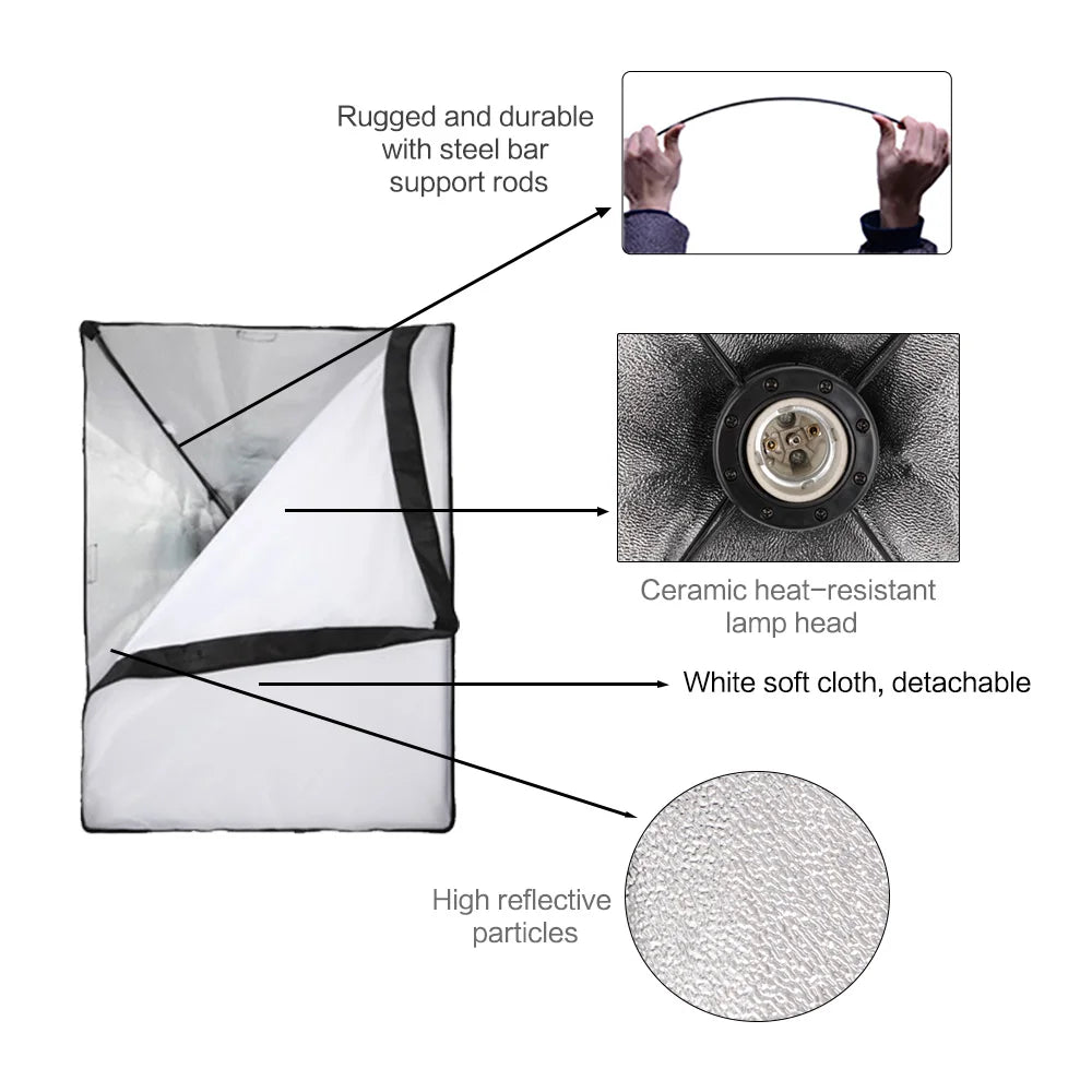 Photography Lighting Kit Umbrella Photo Background Photobooth Backdrops Softbox Light Stand Portable Soft BoxFor Photo Studio