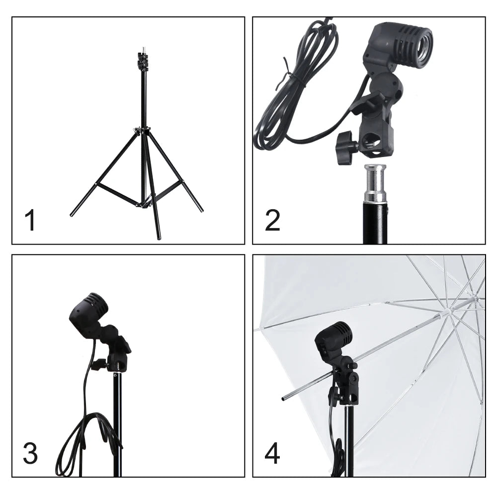 Photography Lighting Kit Umbrella Photo Background Photobooth Backdrops Softbox Light Stand Portable Soft BoxFor Photo Studio