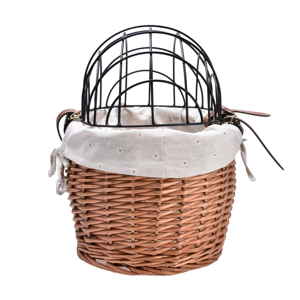 Bike Handlebar Front Bag Bicycle Pet Basket with Iron Frame Bike Front