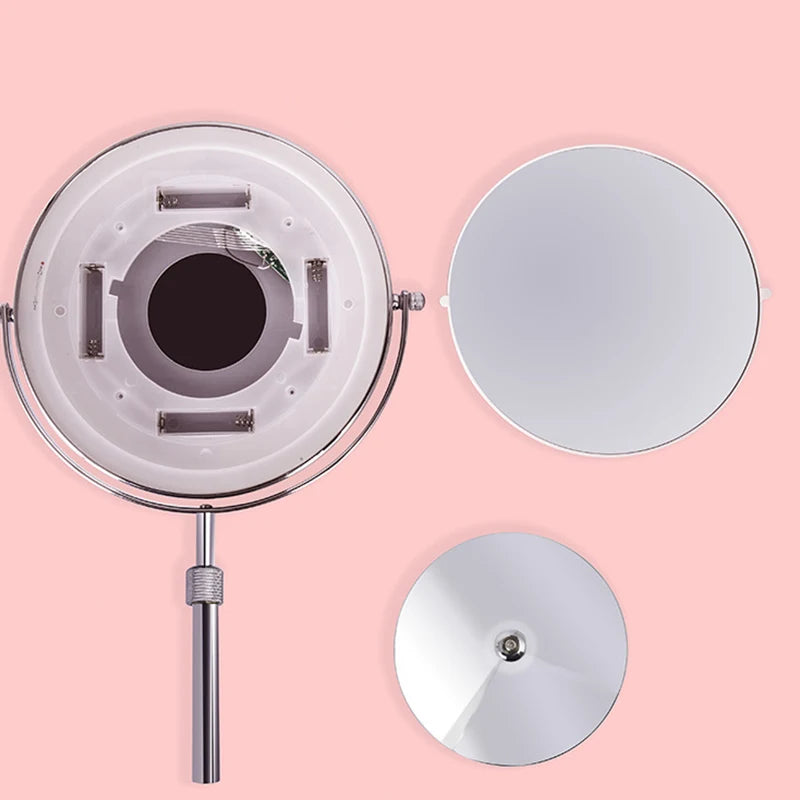 8 inch Bedroom or Bathroom table Lifting Makeup Mirror, 3X 5X 10X Magnifying Double Mirror with LED Light Rotate 360 degrees Mir