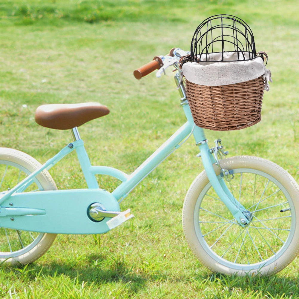 Bike Handlebar Front Bag Bicycle Pet Basket with Iron Frame Bike Front