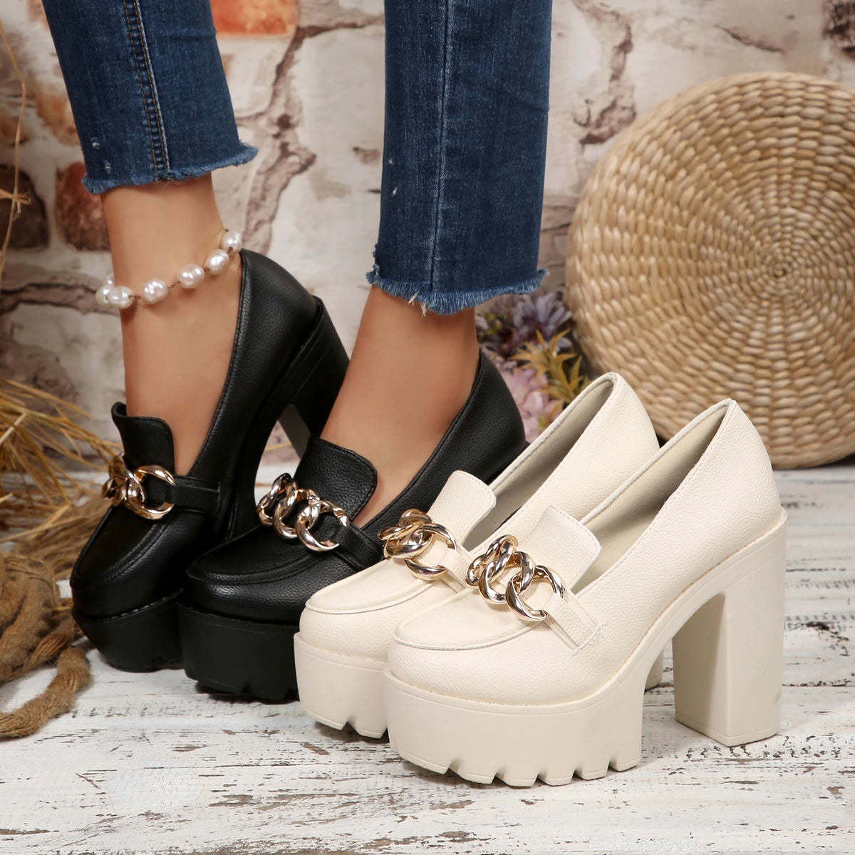 2025 Women Shoes Fashion Outdoor Thick Heeled Platform Shoes Woman Party New Chunky High Heel Pumps Women Zapatos De Mujer