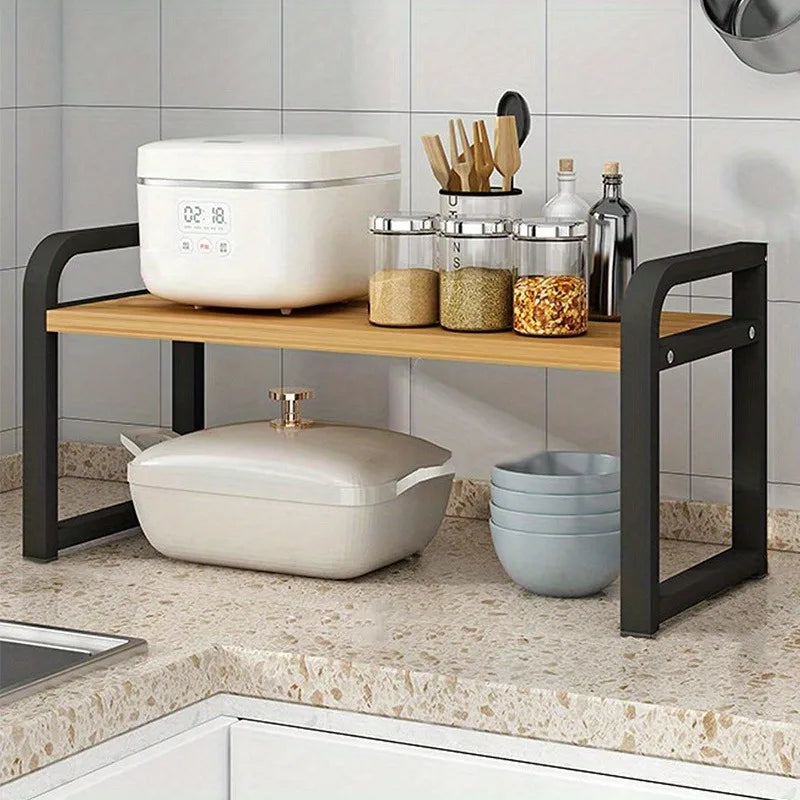 Kitchen Layered Shelves Countertop Cabinets Telescopic Storage Rack Pot Rack Table Top Kitchen Utensils Seasoning Shelf