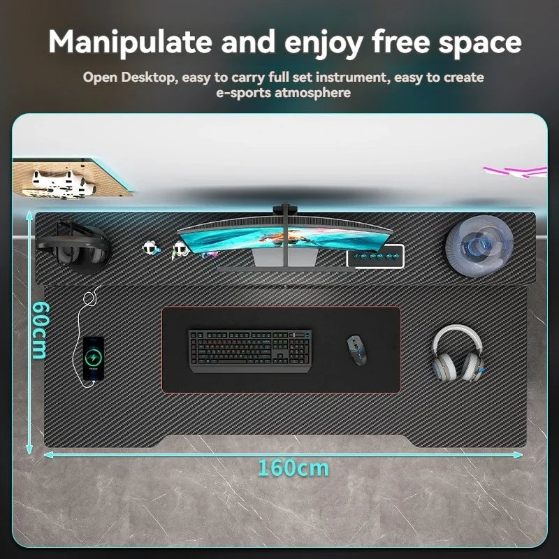 Computer desk, minimalist home gaming desk, small-sized carbon fiber patterned office desk, student study desk, bedroom desk