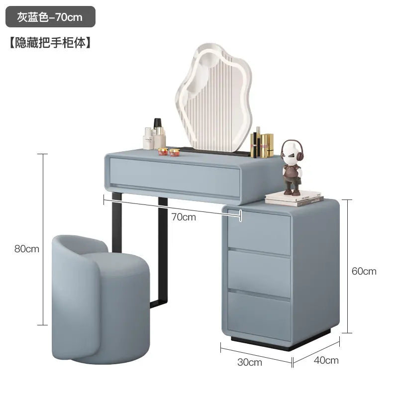 Italian LED Mirror Vanity Table Makeup Trendy Design Elegant Vanity Table Modern Luxury Coiffeuse De Chambre Bedroom Furniture