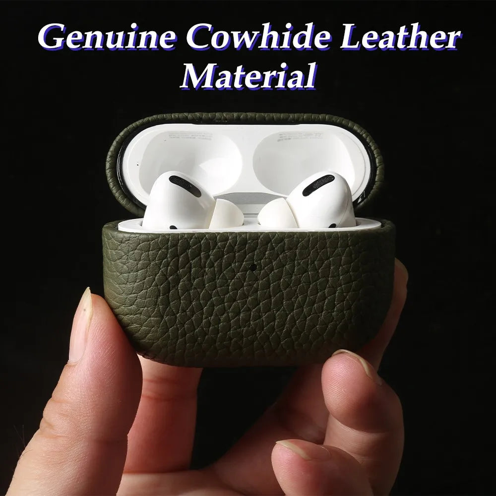 Genuine Leather Case For Airpods Pro 2 Cases Airpods 2 3 Bag Luxury Handmade Wireless Bluetooth Earphone Box Protective shell