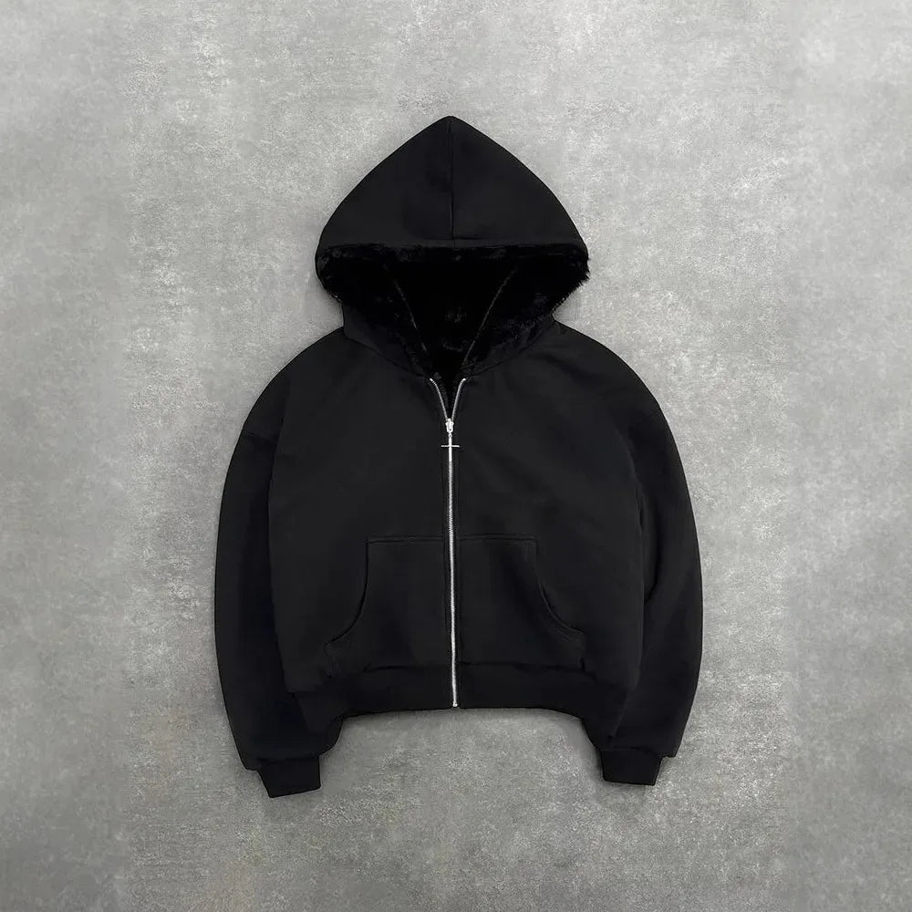 2025 New Autumn/Winter Hoodie with Retro Leopard Pattern Zipper Hoodie Top on Both Sides