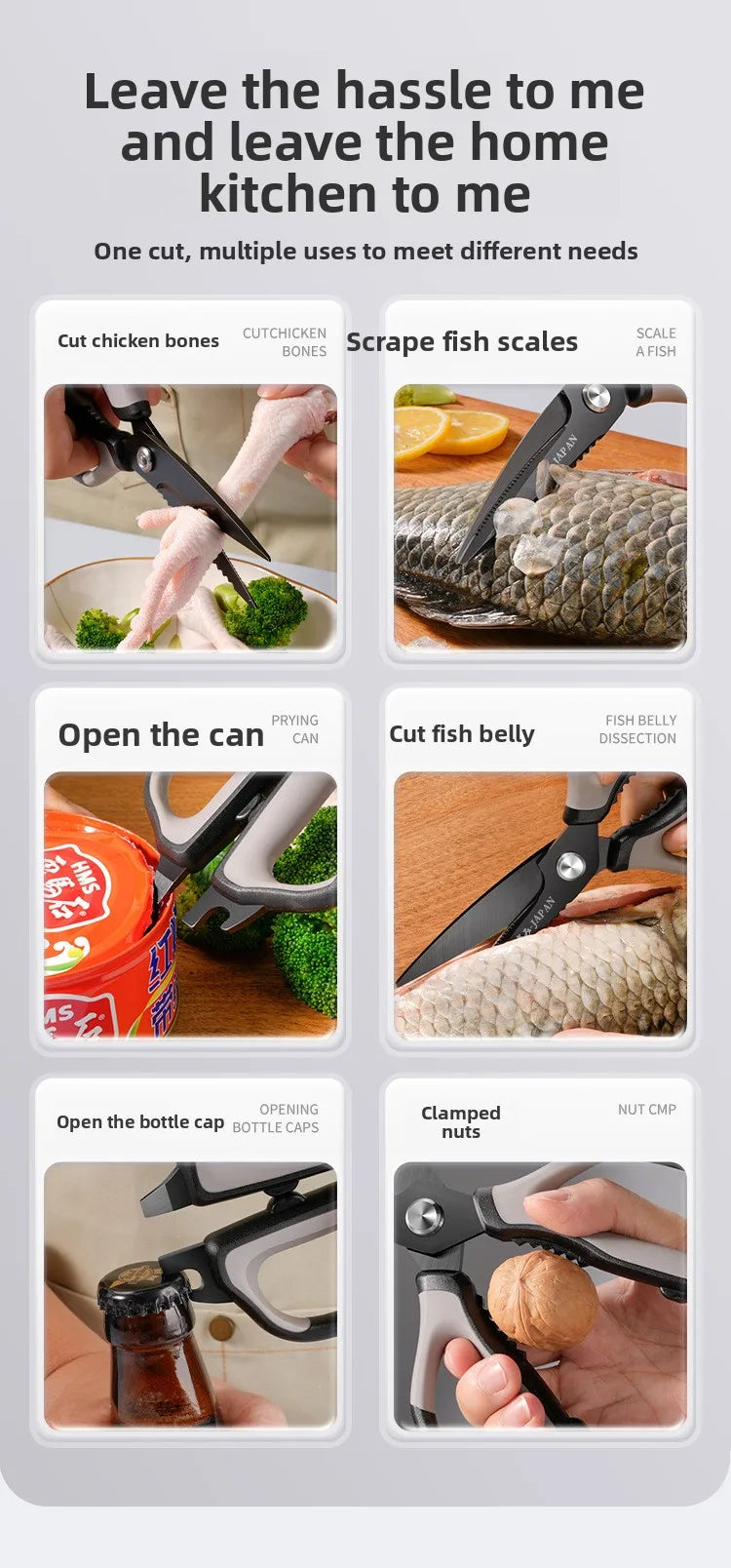 Kitchen Scissors All Purpose  kitchen gadgets utensils Stainless Steel Cooking Shears for Cutting Meat Food Fish Poultry