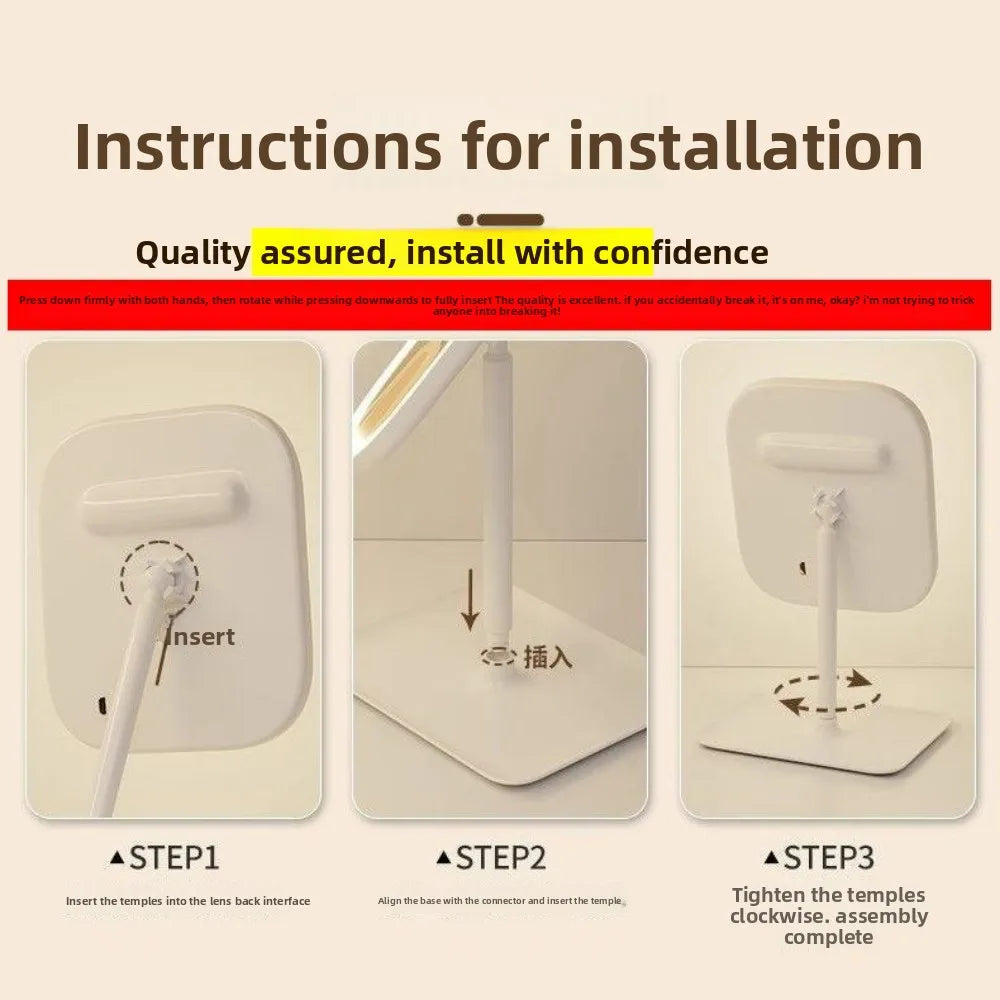 Women's Bedroom Vanity Mirror Makeup Mirrors Niche Modern Desktop Vanity Mirror Wall Table Decorative Bathroom Light Led Home