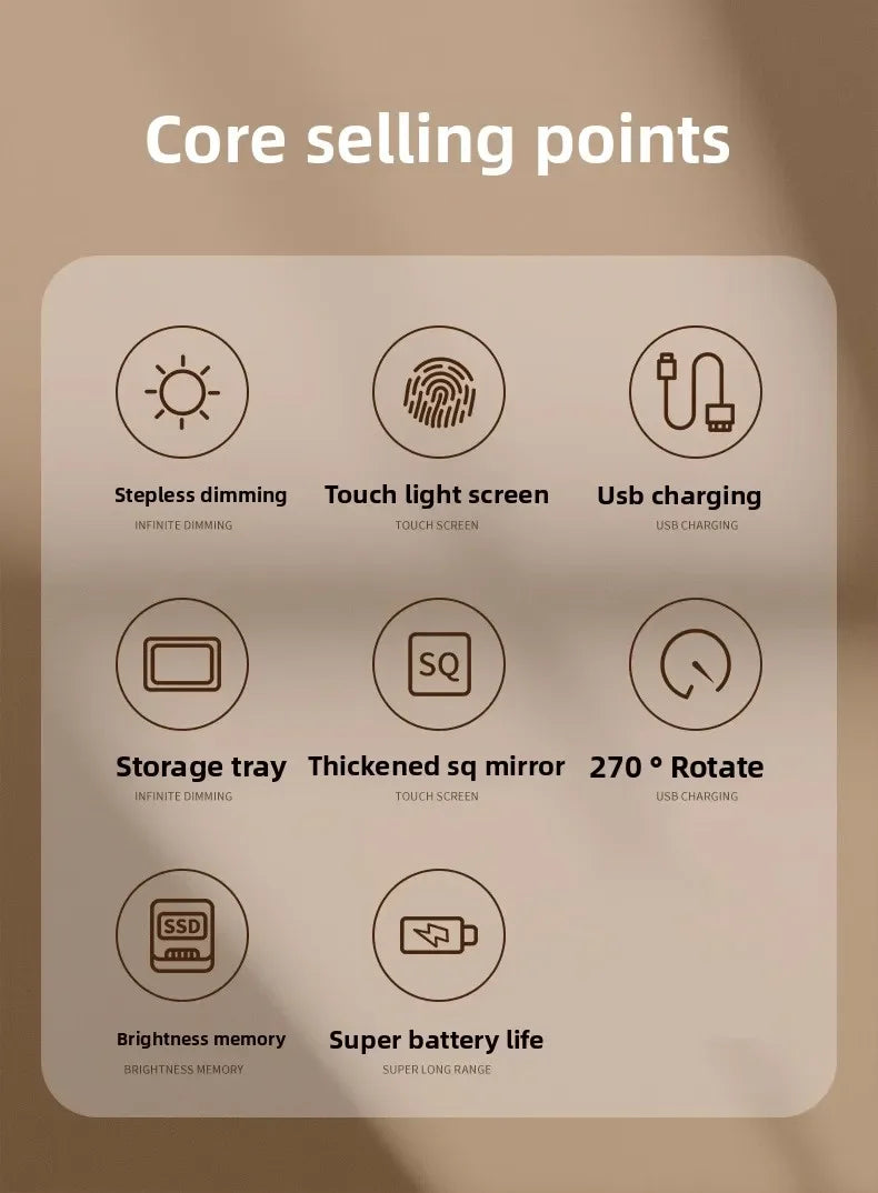 Women's Bedroom Vanity Mirror Makeup Mirrors Niche Modern Desktop Vanity Mirror Wall Table Decorative Bathroom Light Led Home