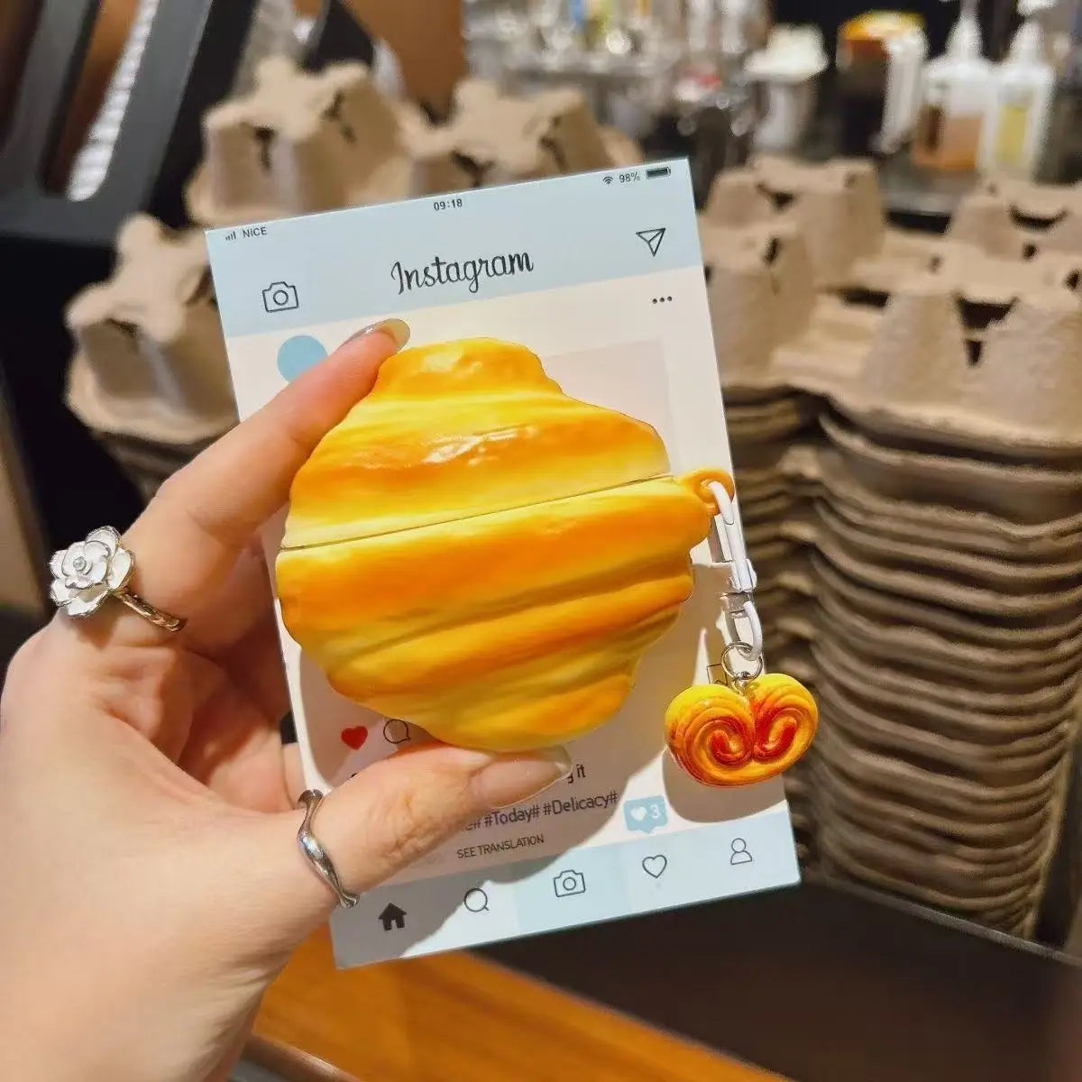 3D Croissant Case for AirPods 4 2024 Airpod 1 2 3 Pro Pro2 Bluetooth Earbuds Charging Box Protective Earphone Case Cover Funda