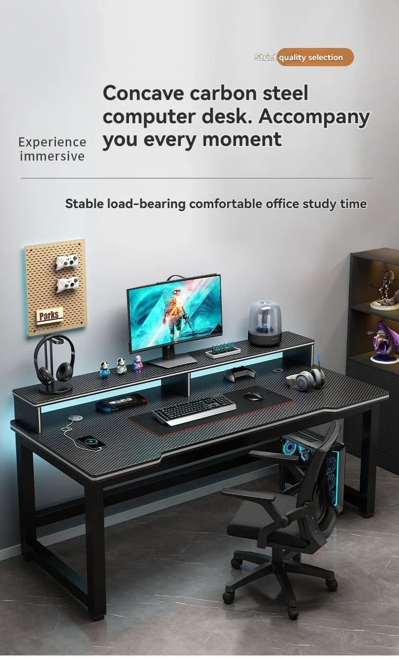 Computer desk, minimalist home gaming desk, small-sized carbon fiber patterned office desk, student study desk, bedroom desk