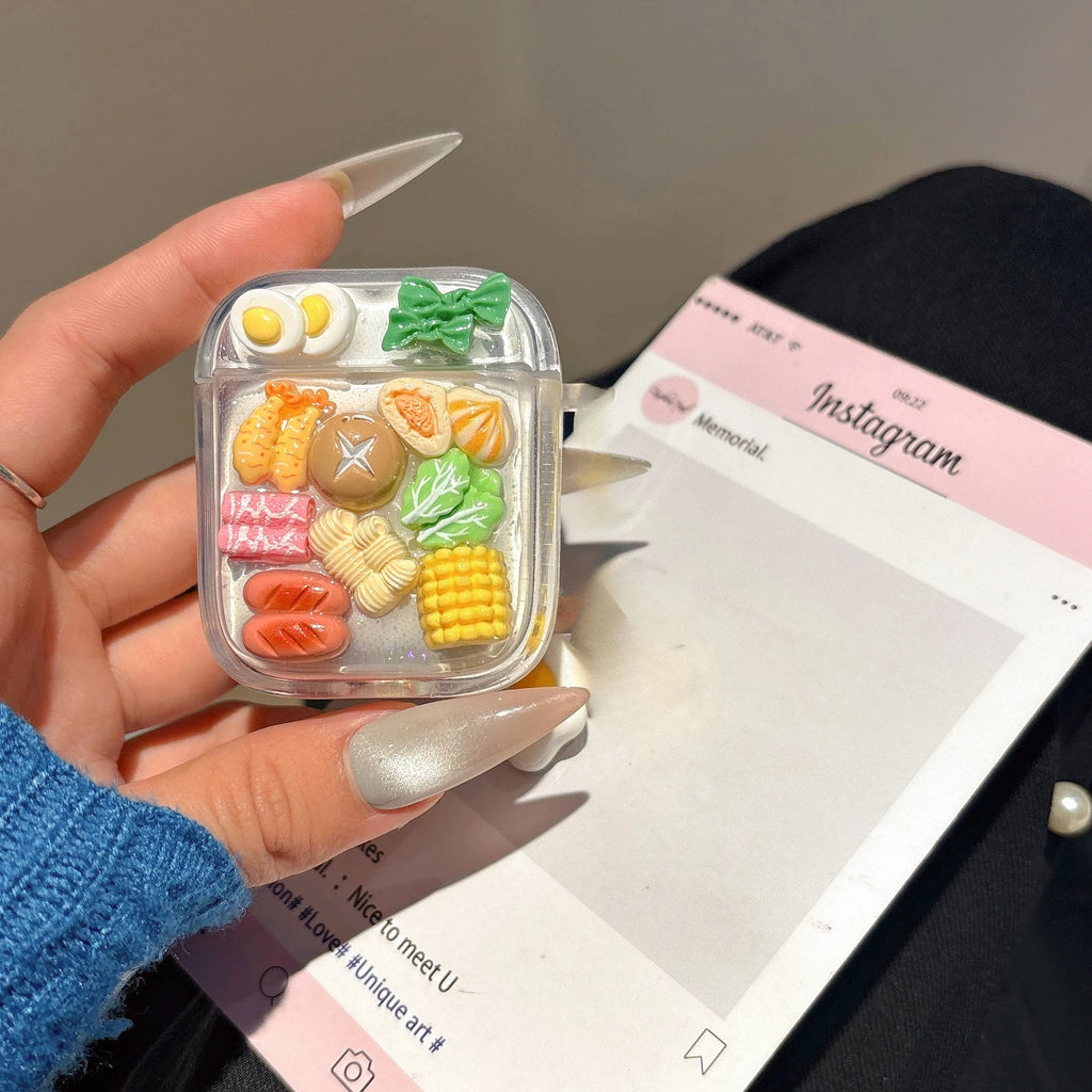 Earphone Case For Airpods Pro 2 3 1 4 Cover Ins Yellow Hot Pot Vegetables Protective Headphones Case For Airpods 4 Funda Cover