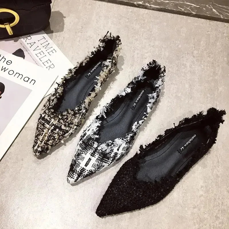 2026 Women Shoe Exquisite Pointed Tip Casual Shoes for Woman Elegant French Style Flat Shoe Fashion Designer Shoes Zapatos Mujer