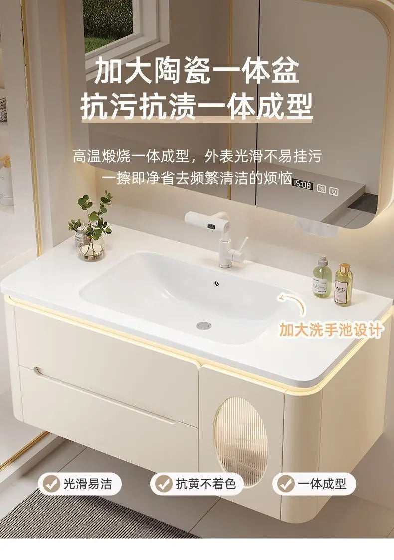 Mirror Floating Bathroom Cabinet Sink Drawer Shelves Vanity Bathroom Cabinet Modern Storage Armoire De Rangement Accessories