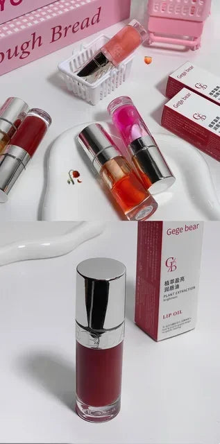 Plumping Gloss Lip Oil, Clear Jelly Lip Gloss for Moisturizing Care, Shiny Glass Lips, Big Brush Applicator, Nourishing Liquid L