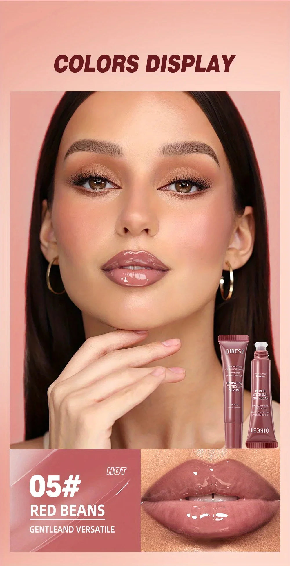 Colored lip gloss, liquid hydrating and moisturizing, light and shiny lip balm, water gloss lip glaze moisturizing lip milk.