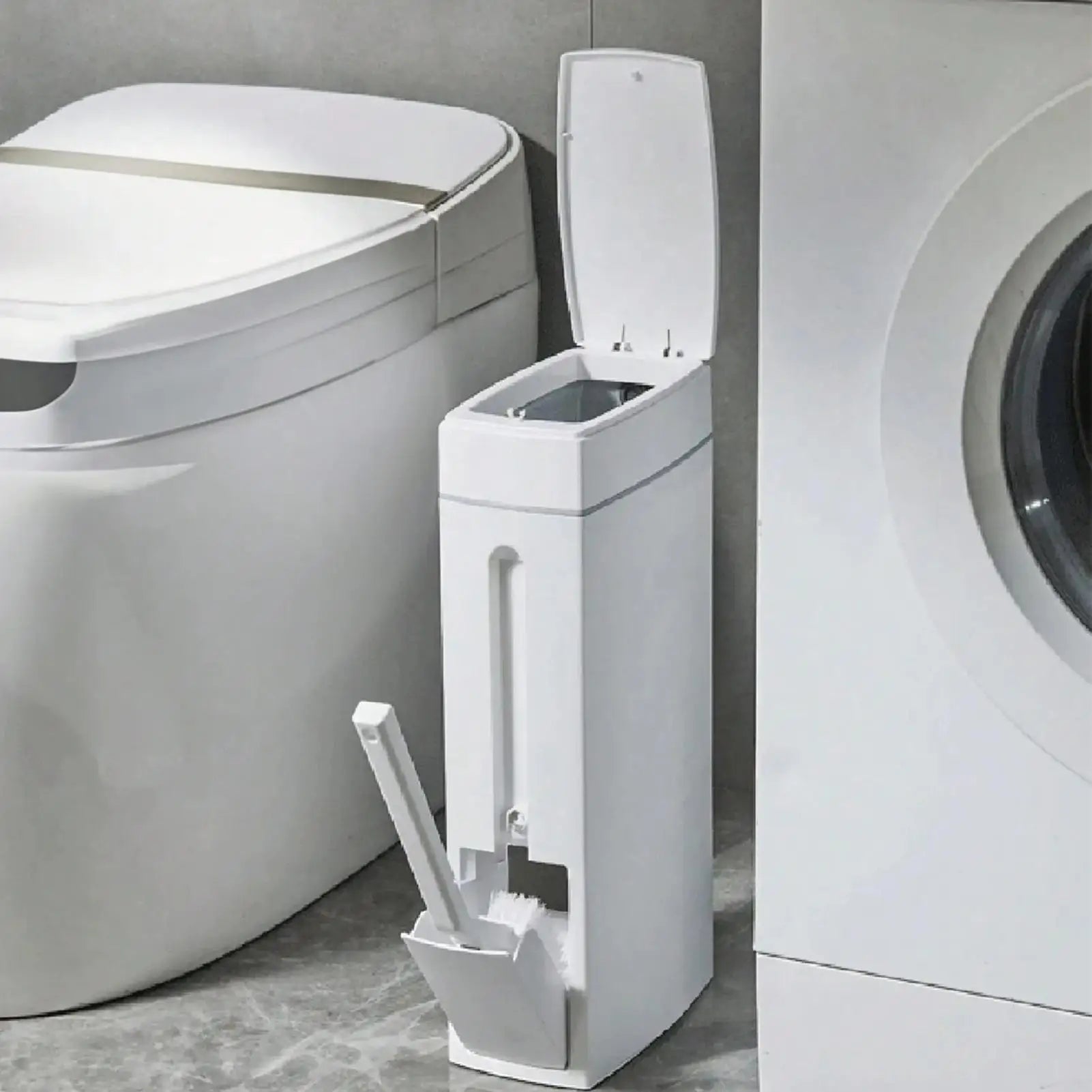 Trash Can For Bathroom Crevice Space Saving Press Trash Can With Toilet Brush Narrow Garbage Can Litter Bin Garbage Container