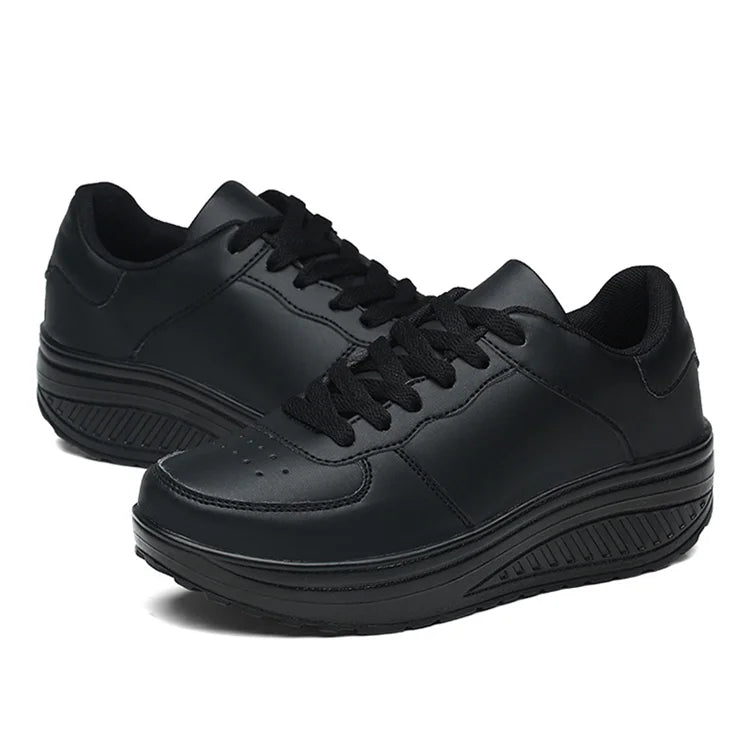 Women Sneakers 2022 New Breathable Vulcanize Shoes Waterproof Wedges Platform Woman Sneaker Leather Casual Shoes Zapatos Mujer