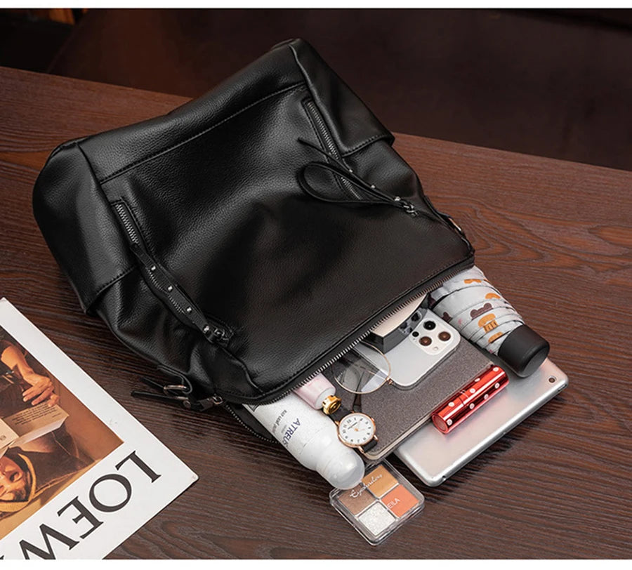 Genuine Leather Brand Backpack For Women 2023 New Fashion Travel Bagpack High Quality School Bags Casual Lides Shoulder Bag Sac