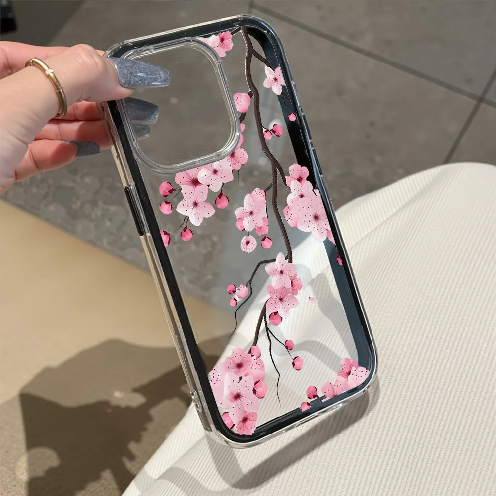 2 in 1 Candy Color Phone Case For iPhone 11 16 17 Pro Max 13 15 14 12 17 Air 17promax Soft TPU Transparent Flower Funda Cover