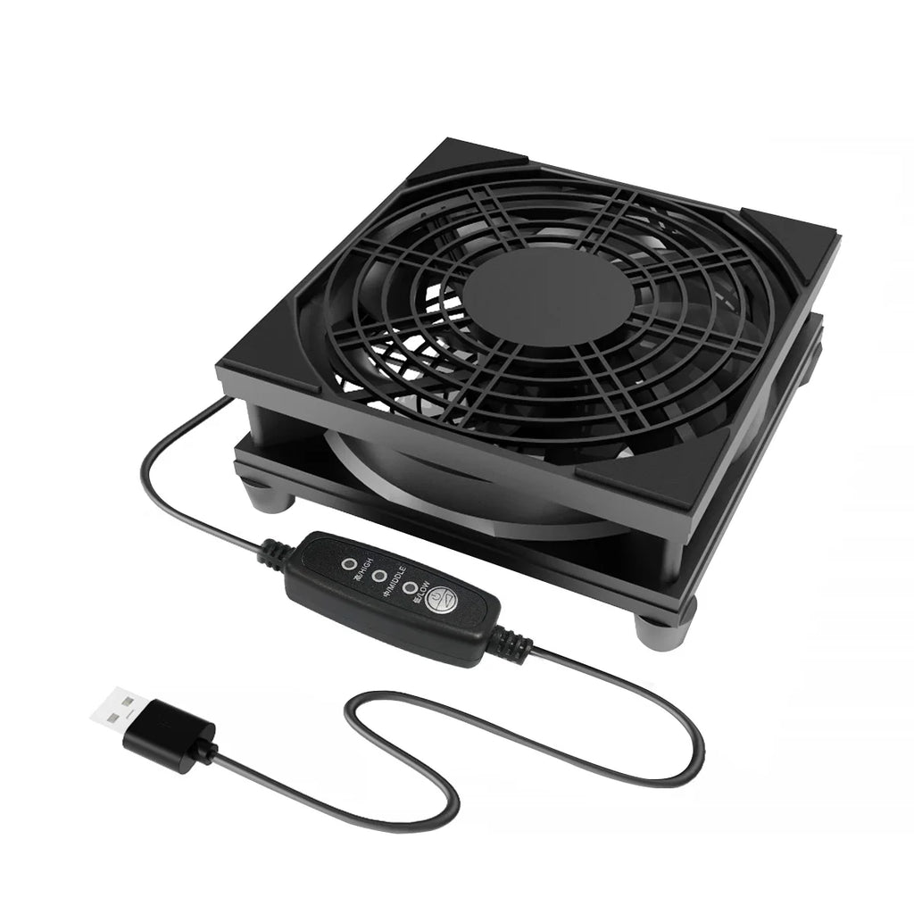 CX FUTRUE The 5V USB-powered fan supports three-speed adjustment and is suitable for cooling electronic devices such as routers.