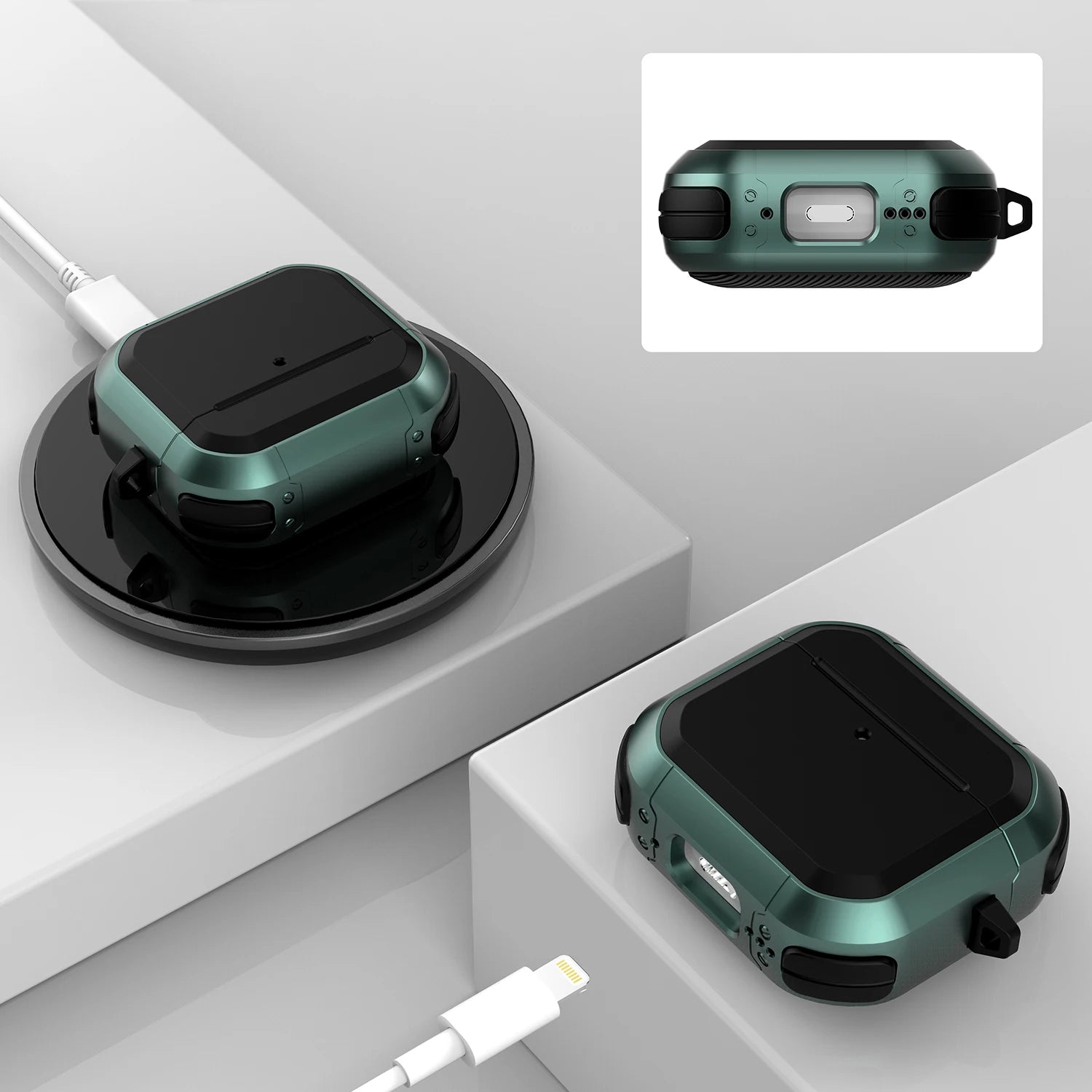 Armor protective case suitable for Airpods 4 3rd 2Pro 3 2/1 shockproof protective cover supporting wireless charging