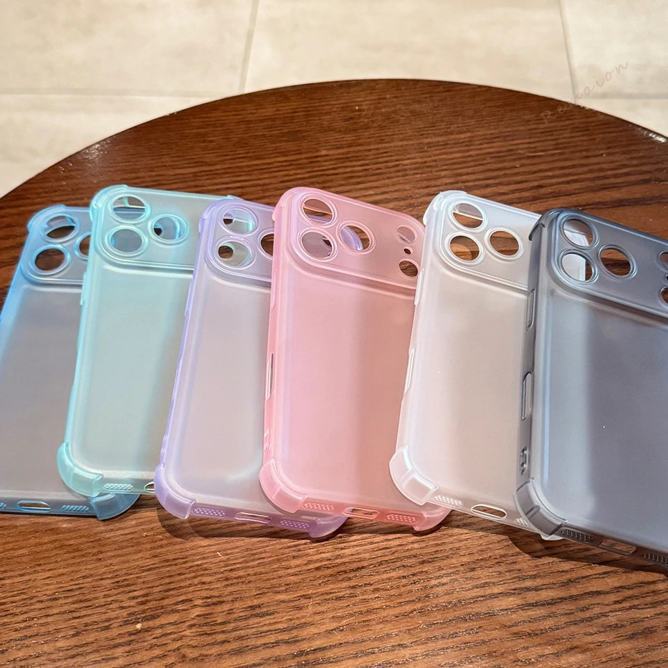 Cute Matte Clear Phone Case for iPhone 17 Air 16E 14 15 16 11 12 13 Pro Max Plus X XS MAX XR Shockproof Protector Cover