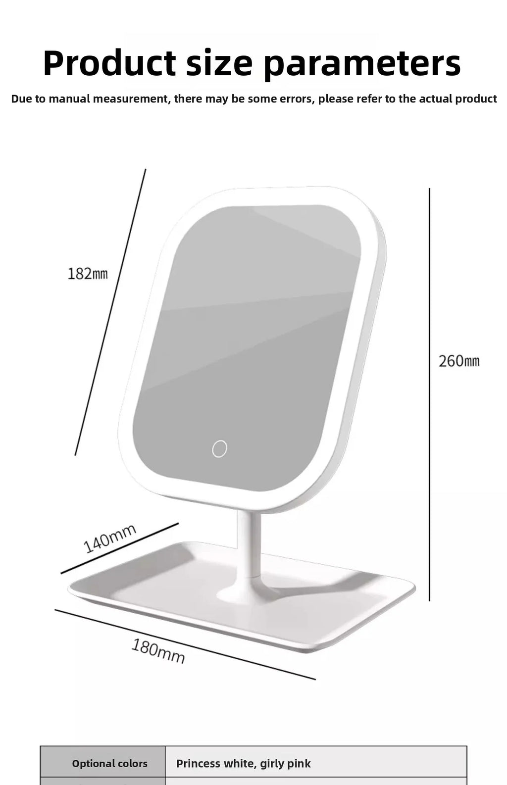 Women's Bedroom Vanity Mirror Makeup Mirrors Niche Modern Desktop Vanity Mirror Wall Table Decorative Bathroom Light Led Home