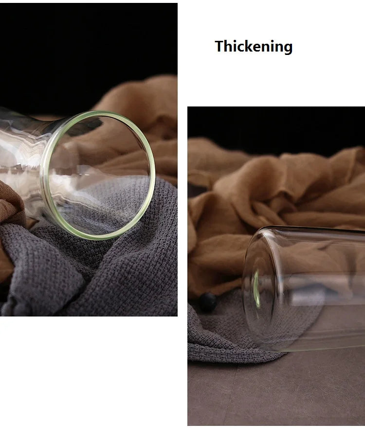 Water Bottle 1.8L High Borosilicate Glass Bottle Basic Tilting  Stainless Steel Lid Closure Jug  Hot and Cold Juice Beverage Tea