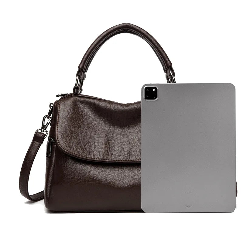 Boston Women's Bag 2025 New Fashionable and Versatile Handheld Soft Leather Casual Large Capacity Bag