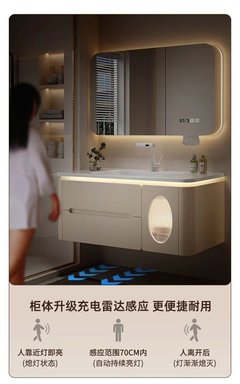 Mirror Floating Bathroom Cabinet Sink Drawer Shelves Vanity Bathroom Cabinet Modern Storage Armoire De Rangement Accessories