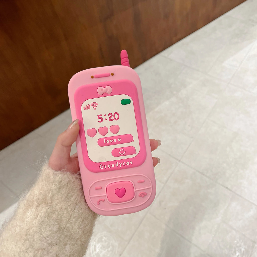 Couple's Fun Accessories Fashionable Pink Push-pull Telephone Design Phone Case For iPhone 13 14 15 16 Pro Max Anti Drop Case