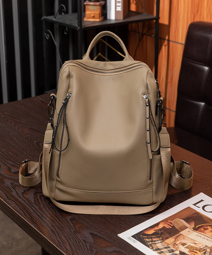 Genuine Leather Brand Backpack For Women 2023 New Fashion Travel Bagpack High Quality School Bags Casual Lides Shoulder Bag Sac