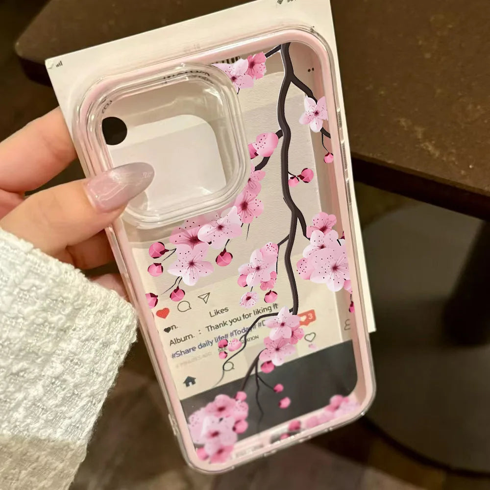 2 in 1 Candy Color Phone Case For iPhone 11 16 17 Pro Max 13 15 14 12 17 Air 17promax Soft TPU Transparent Flower Funda Cover