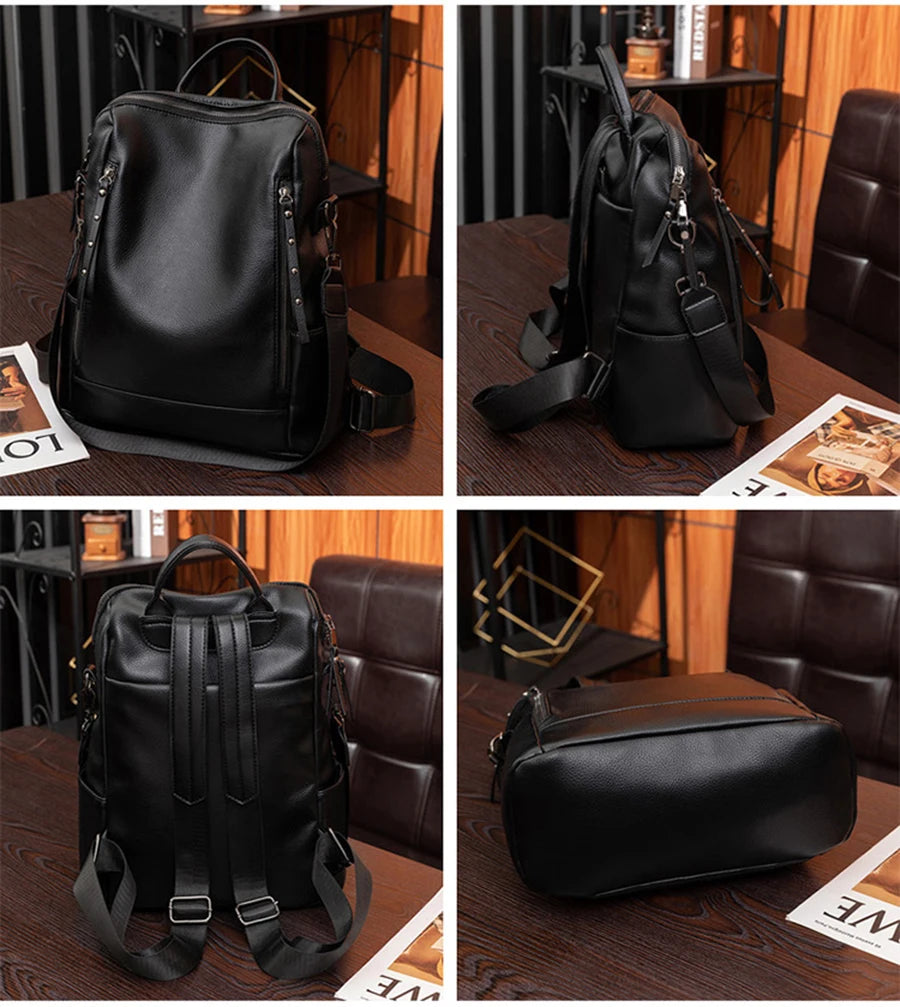 Genuine Leather Brand Backpack For Women 2023 New Fashion Travel Bagpack High Quality School Bags Casual Lides Shoulder Bag Sac