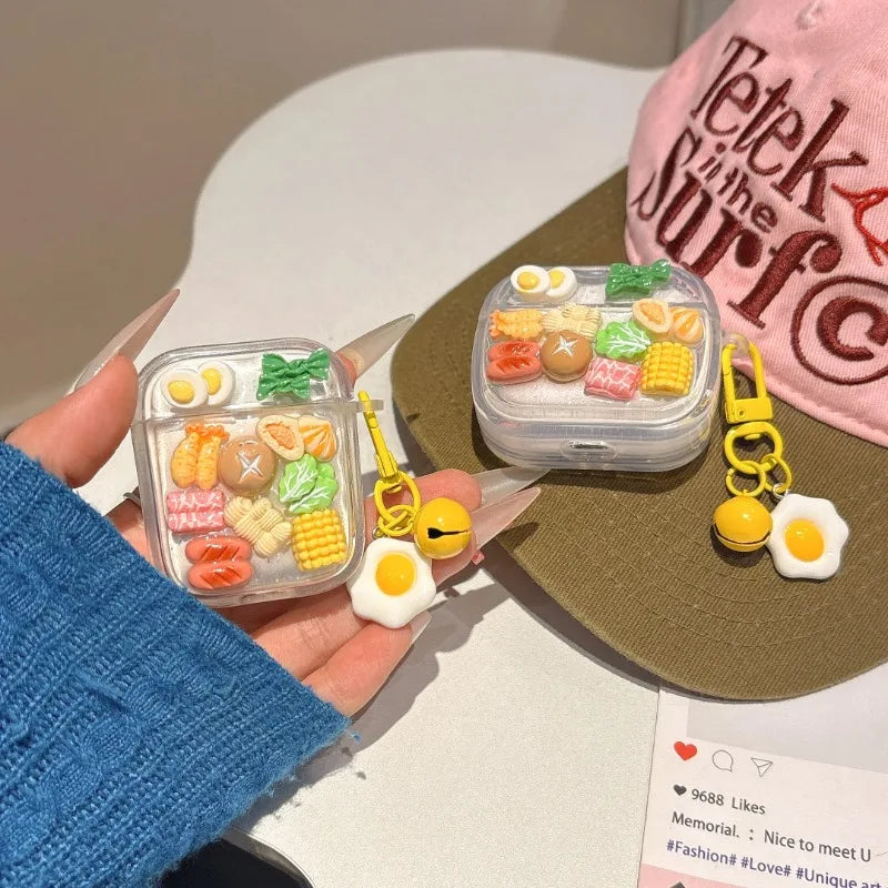 Earphone Case For Airpods Pro 2 3 1 4 Cover Ins Yellow Hot Pot Vegetables Protective Headphones Case For Airpods 4 Funda Cover