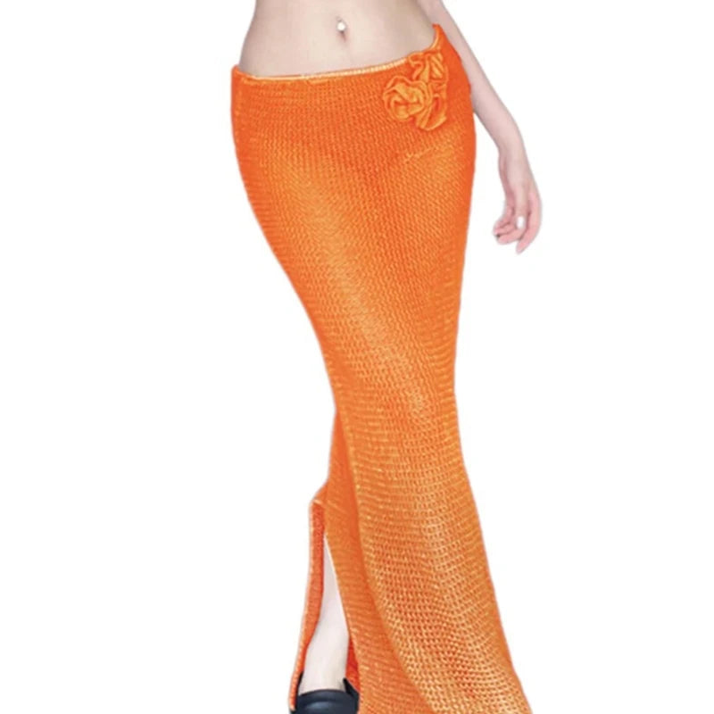 Women's Backless Skirt Suit Knitting See Through Knitted Top with Split Dress Perfect for Various Occasion