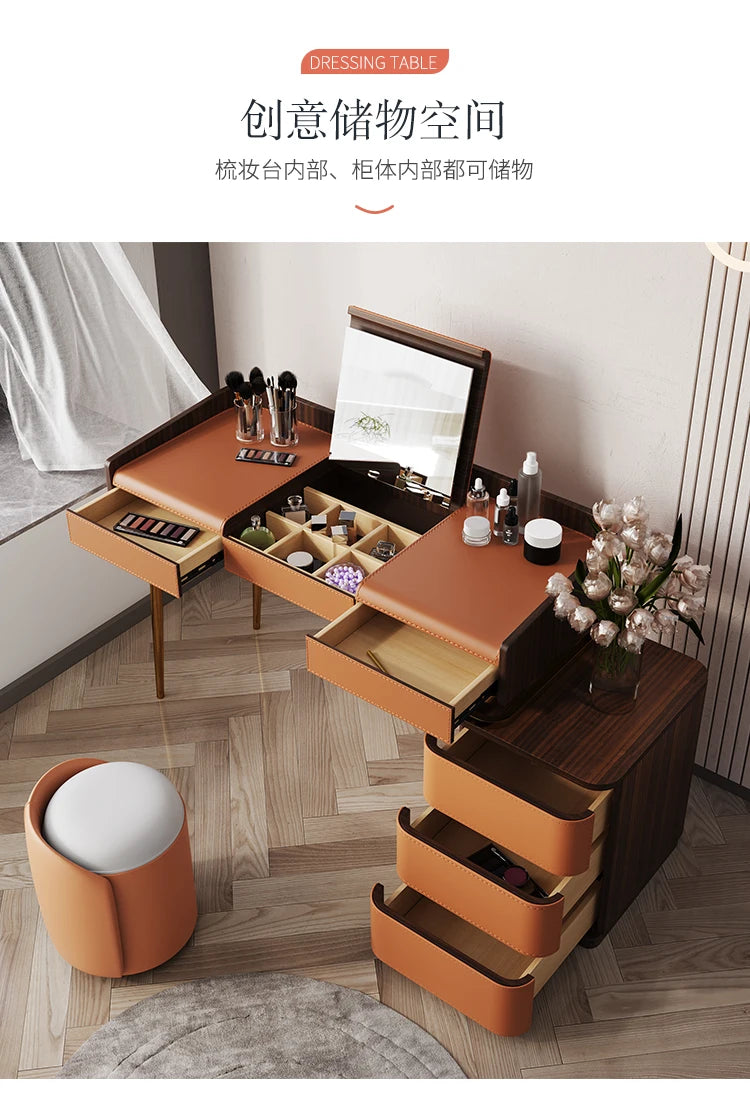 Bedroom Light Luxury Dressing Table Vanity Storage Flip Cabinet One Small Apartment Makeup Dresser Penteadeiras Household Items