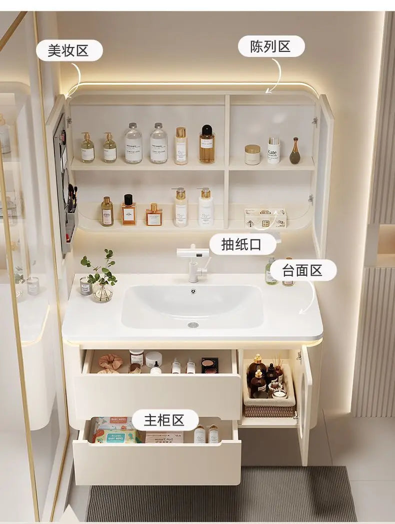 Mirror Floating Bathroom Cabinet Sink Drawer Shelves Vanity Bathroom Cabinet Modern Storage Armoire De Rangement Accessories